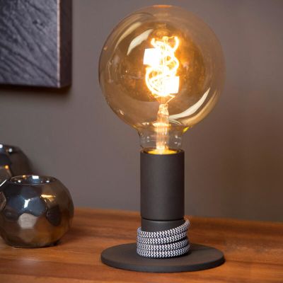 Czarna lampa stołowa nowoczesna, Marit, z przełącznik