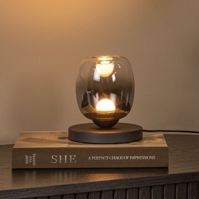 Szara lampa stołowa nowoczesna, Tamino, 6W, 3000K LED, z przełącznik