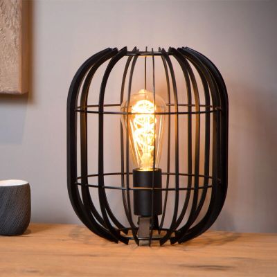 Czarna lampa stołowa nowoczesna, Reda, z przełącznik