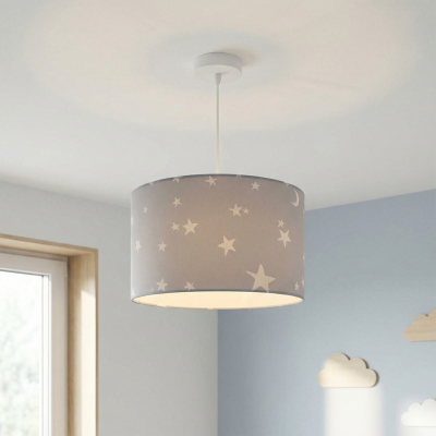 Tkanina lampa wisząca dla dzieci szara, Stars