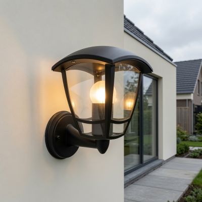 Czarna lampa zewnętrzna klasyczna, Sven, IP44