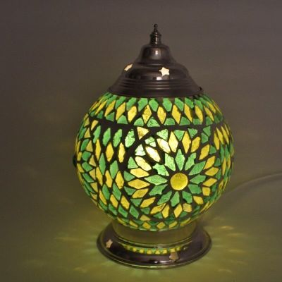 Mozaikowa orientalna lampa stołowa zielona, Sabri