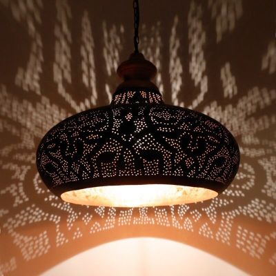 Filigranowa orientalna lampa wisząca czarna, Zina
