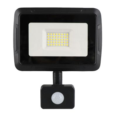 Czarny naświetlacz z czujnikiem aluminiowy, Miro, 30W, 6000K LED, IP65