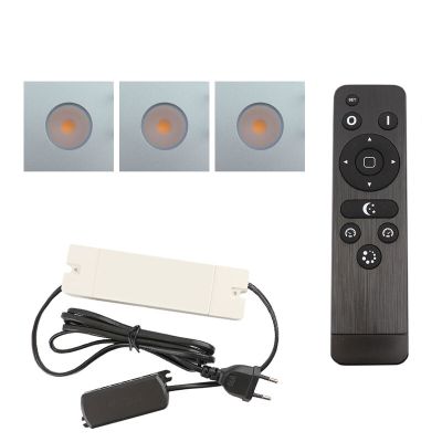 3 kwadratowe oprawy sufitowe wpuszczane chromowane na werandy Dico, IP65, z zestawem przyłączeniowym i pilotem