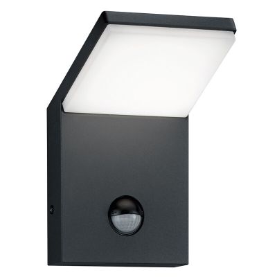 Antracytowy kinkiet zewnętrzny z czujnikiem ruchu nowoczesny, Solana, 9W, 3000K LED, IP54