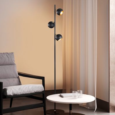 Czarna lampa stojąca nowoczesna, Prato, z przełącznik