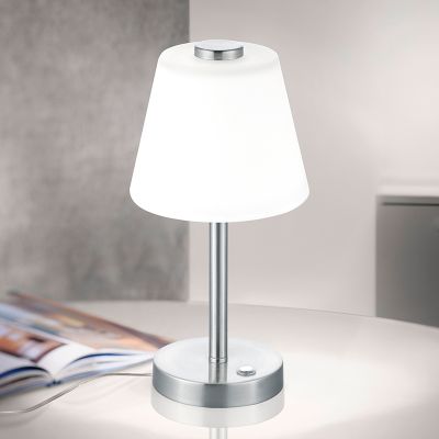 Niklowa lampa stołowa nowoczesna, Liv, 4W, 3000K LED, z przełącznik