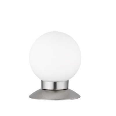 Niklowa lampa stołowa nowoczesna, Nolan, 3W, 3000K LED, z przełącznik