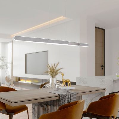 Srebrna lampa wisząca design, Dwayn, 48W, regulowana ciepła do zimnej bieli LED, z dotykowy ściemniacz