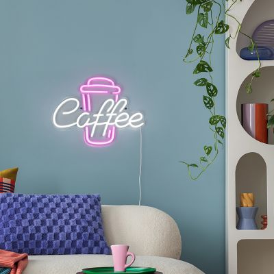 Przezroczysty kinkiet plastikowy, Coffee, 5W, różowy LED, z przełącznik
