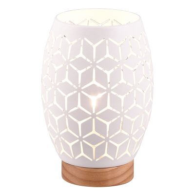 Biała lampa stołowa nowoczesna, Delana