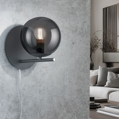 Antracytowy kinkiet nowoczesny, Silkis, z przełącznik