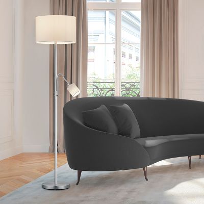 Niklowa lampa stojąca nowoczesna, Ledbury, z przełącznik