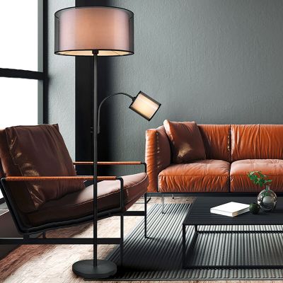 Antracytowa lampa do czytania stojąca nowoczesna, Mirle