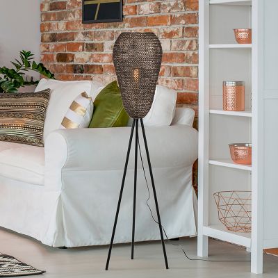 Mosiądz lampa stojąca rustykalna, Mohcine, z przełącznik