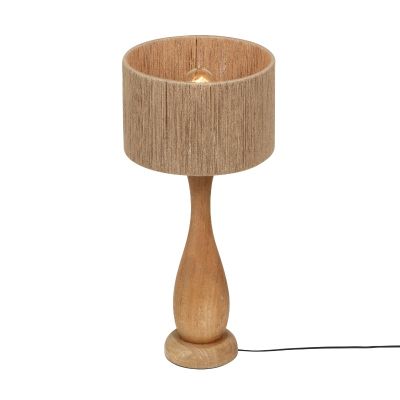 Drewniana lampa stołowa rustykalna, Mucahit, z przełącznik