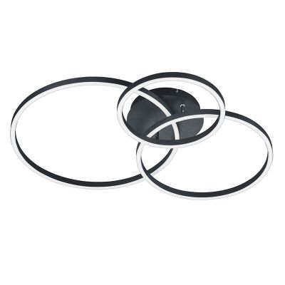 Czarny plafon sufitowy nowoczesny, Elze, 28W, RGBW LED, z pilot