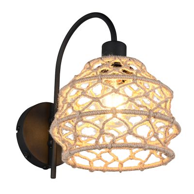 Brązowy kinkiet rustykalny, Liduina, z przełącznik