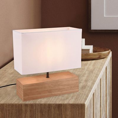 Drewniana lampa stołowa brązowa, Job, z przełącznik