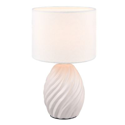 Biała lampa stołowa retro, Roeland, z przełącznik