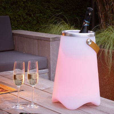 Biała lampa stołowa ogrodowa nowoczesna, Sedex, 2W, RGBW LED, IP44, z pilot