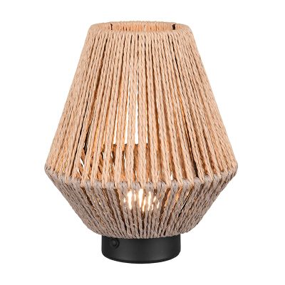 Papierowa lampa stołowa akumulatorowa brązowa, Isaura, 1,5W, 3000K LED, ściemniana w 3 krokach