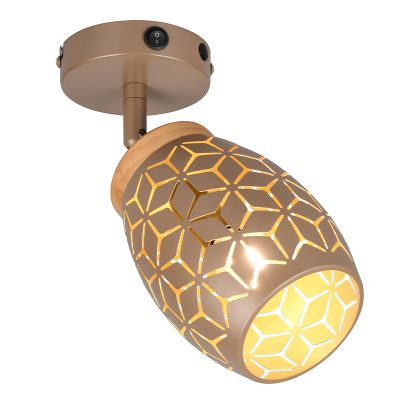 Brązowy reflektor ścienny nowoczesny, Delana, z przełącznik