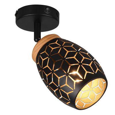 Czarny reflektor ścienny nowoczesny, Delana, z przełącznik