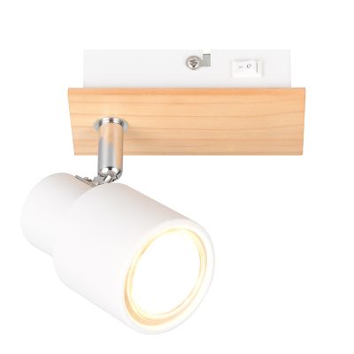 Biały reflektor ścienny nowoczesny, Rajeev, z przełącznik