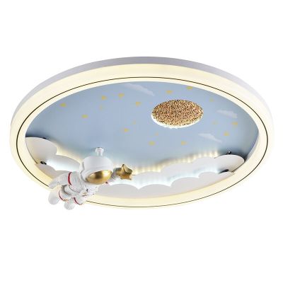 Metalowa lampa sufitowa dla dzieci niebieska, Astronaut, 42W, 3000K LED, ściemniana w 3 krokach